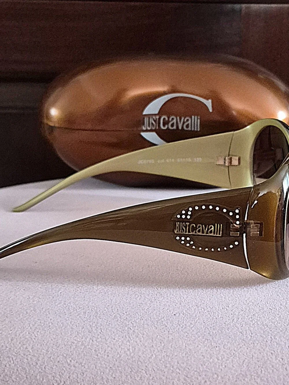 Rare Vintage Y2K Just Cavalli Olive Gold Oversized Sunglasses
